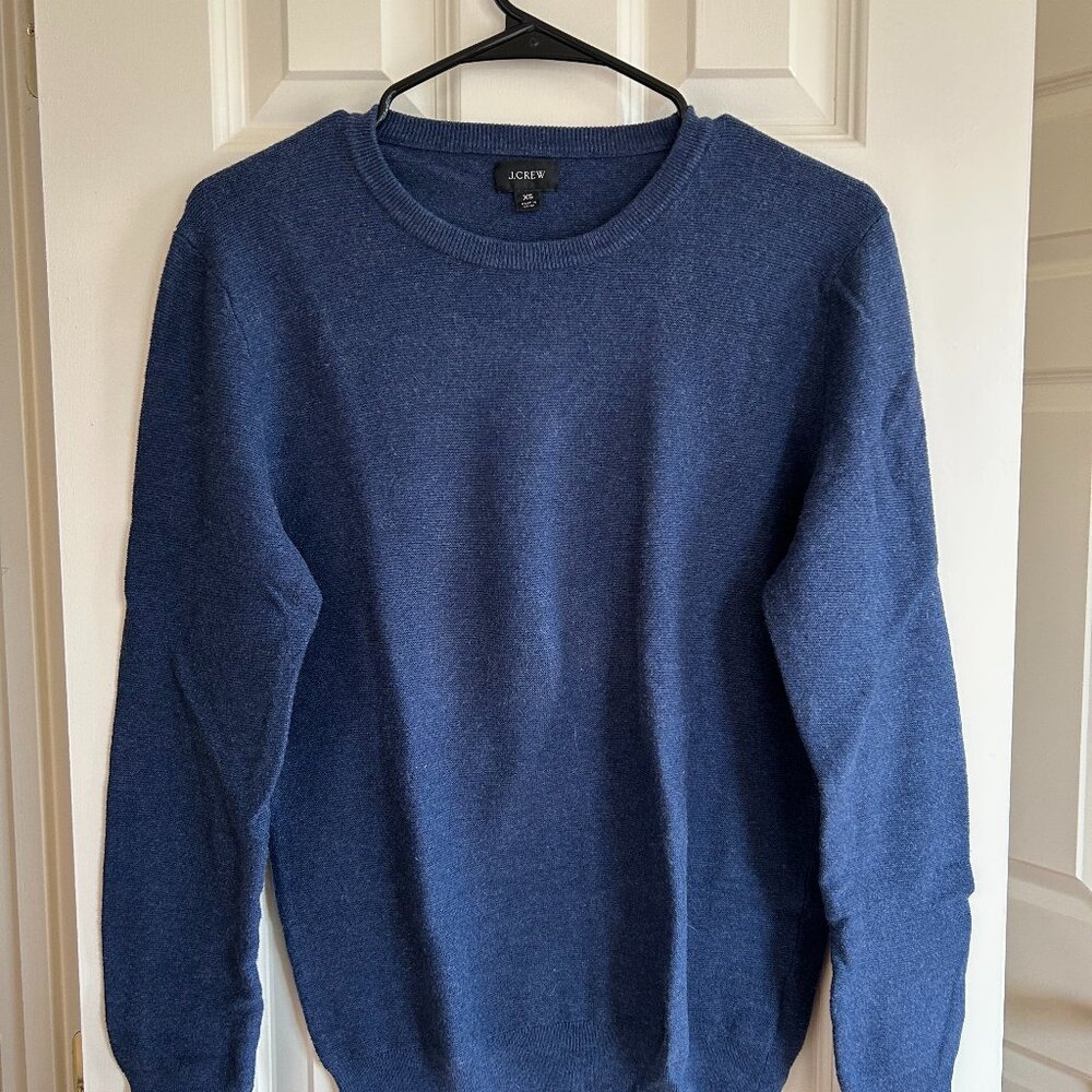 J.Crew Crewneck Sweater, XS Blue 100% Cotton, Lightweight Pullover